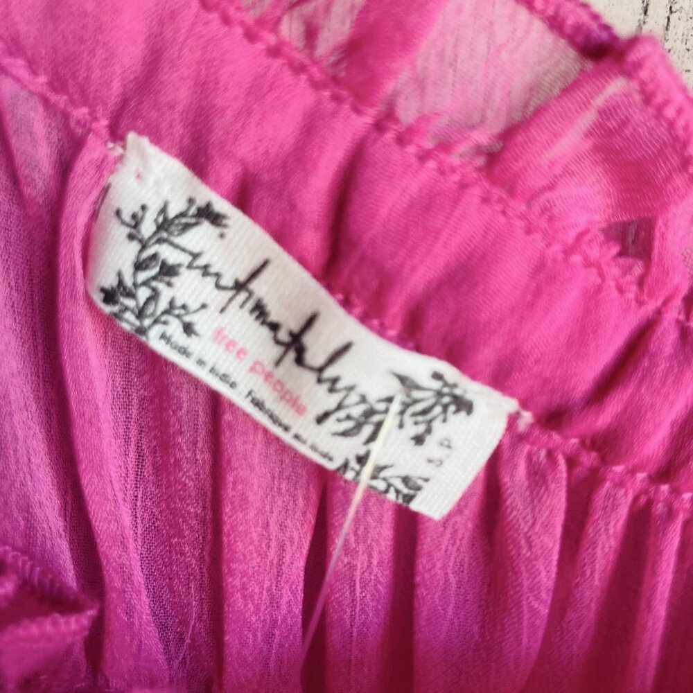 NWT Free People Intimately Moon Phase Midi Dress Nightgown S Sheer Pink Ruffled - Picture 5 of 12